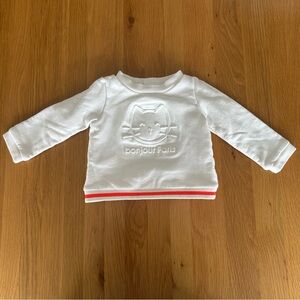 Jacadi “Bonjour Paris” White Kids Sweater with Red Trim